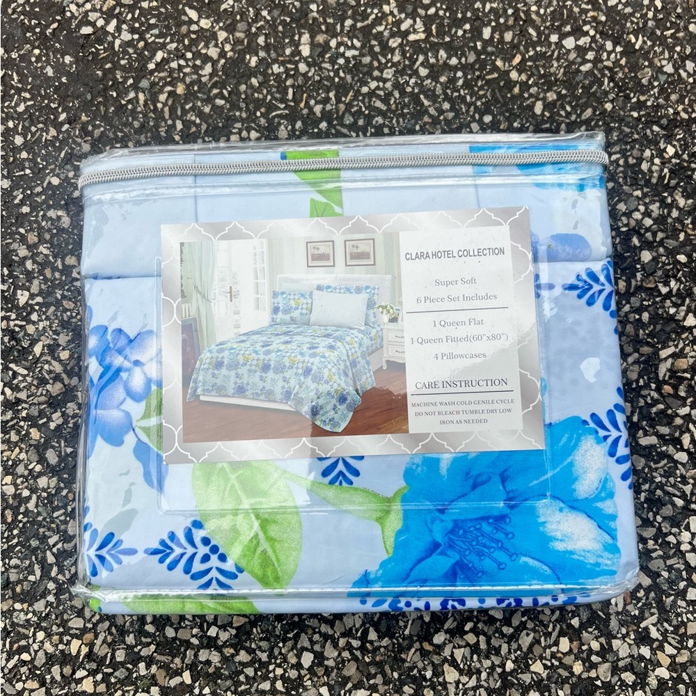 Hotel Collection Blue Sheets Queen Set - Picture 6 of 11